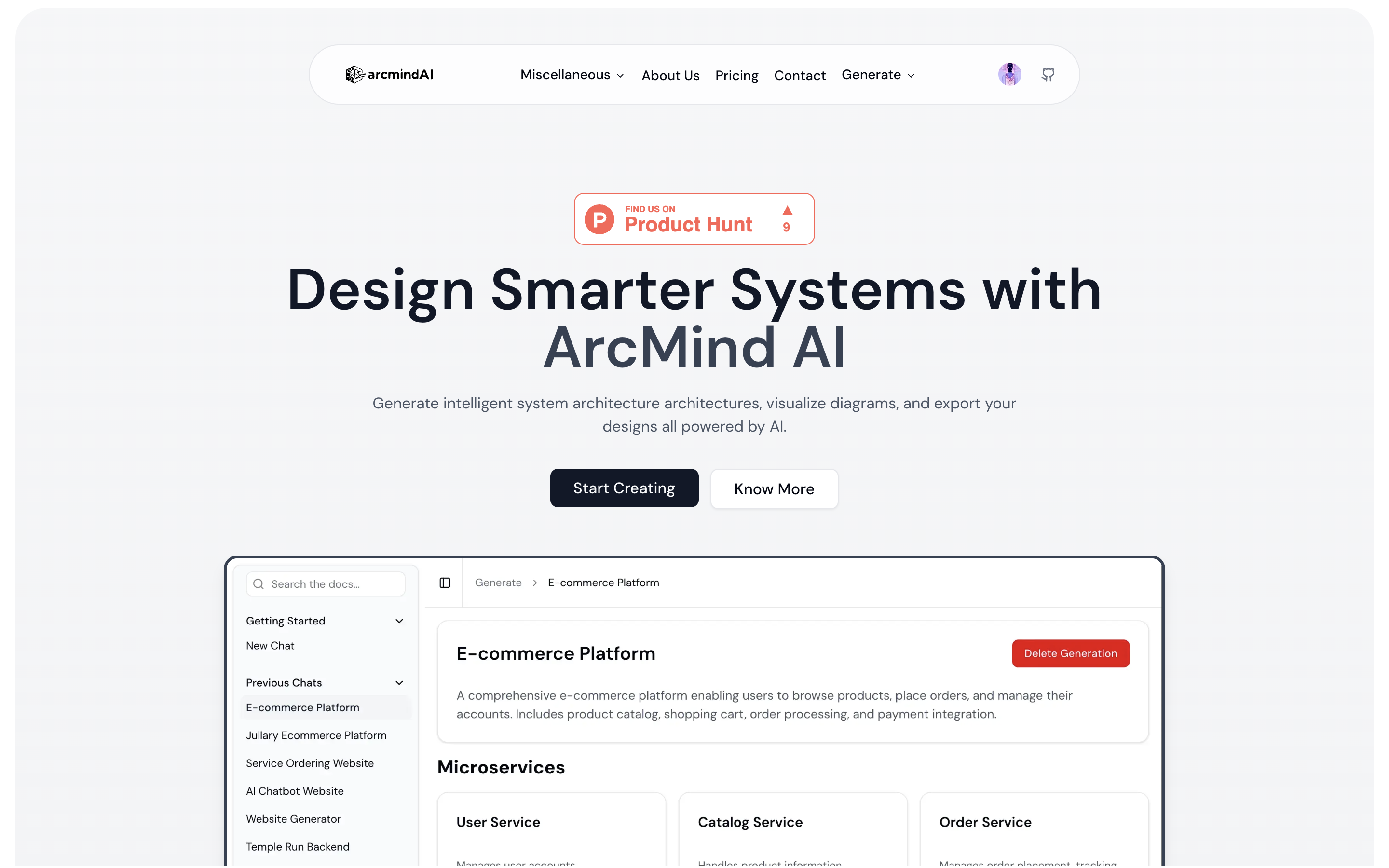 Arcmind AI - Screenshot 2 showing product features and functionality