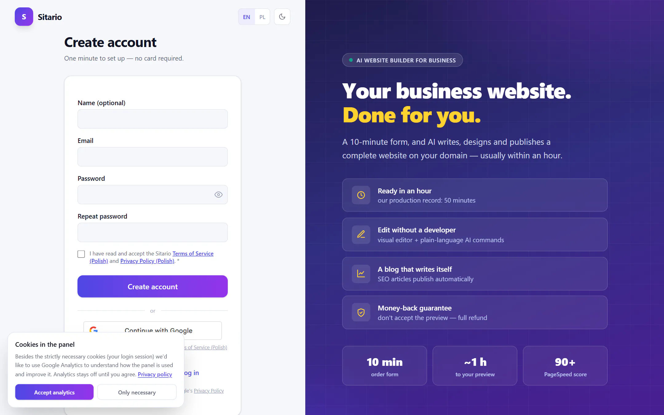 Sitario - website builder gallery image