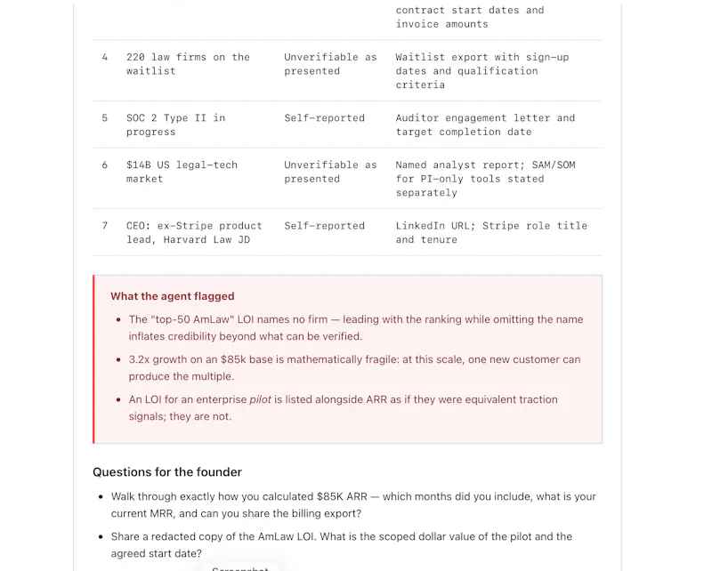Screen startups by evidence screenshot 1