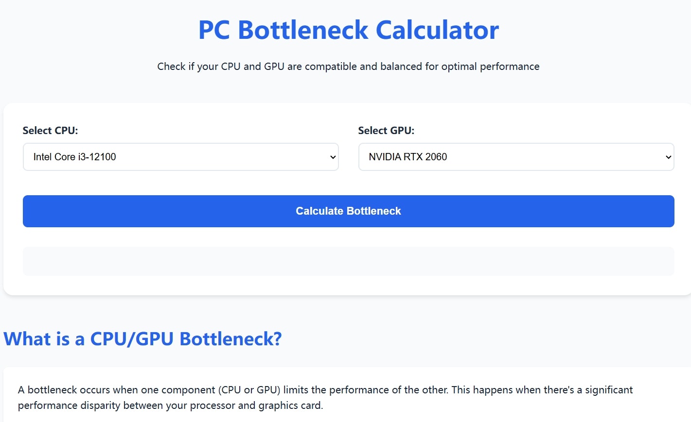 Bottleneck Calculator gallery image