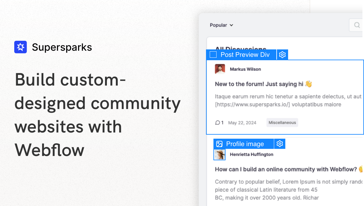 startuptile Supersparks 1.0-Create a custom-designed community website with Webflow