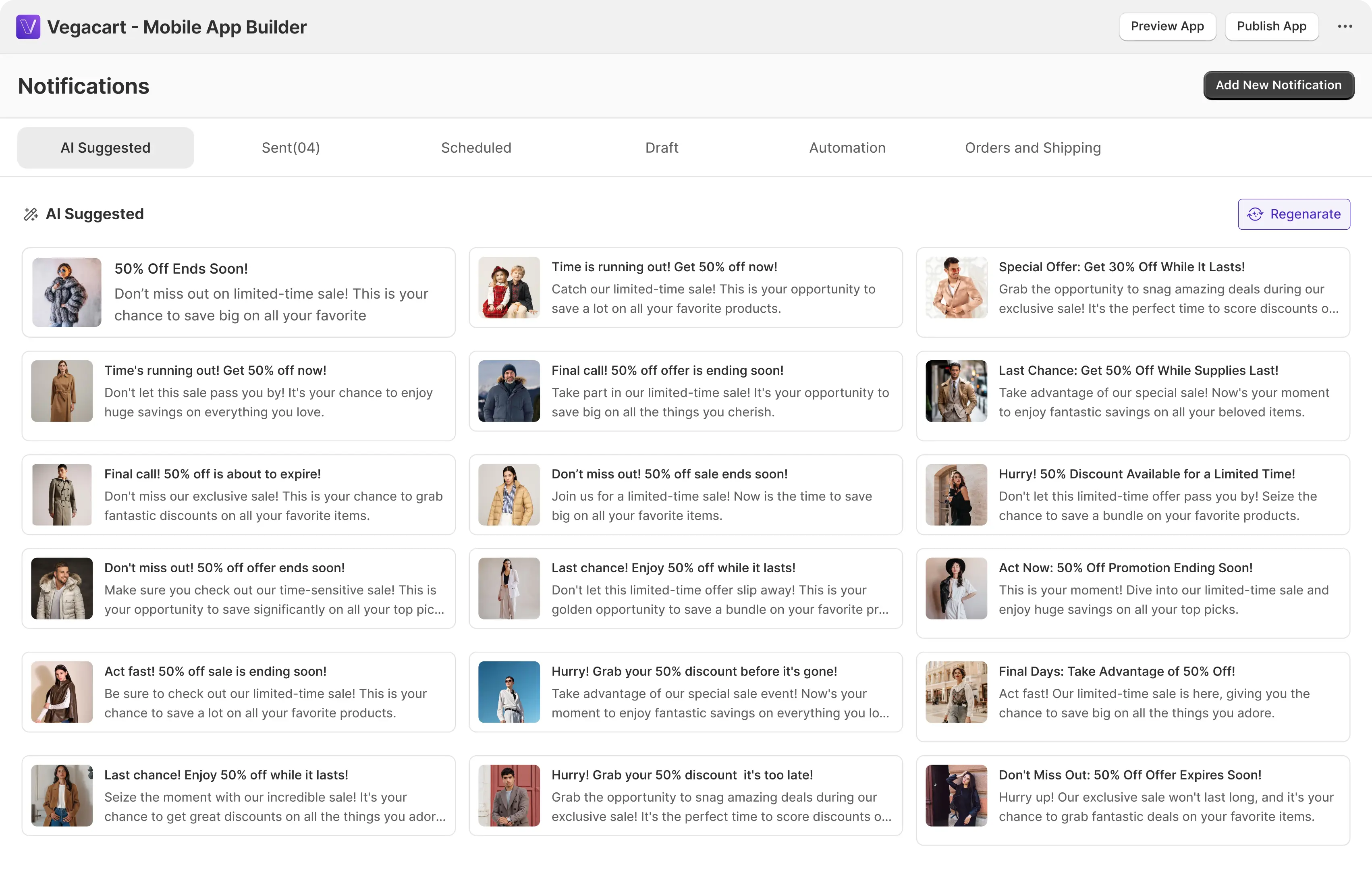 Vegacart mobile app builder for Shopify - Screenshot 2 showing product features and functionality