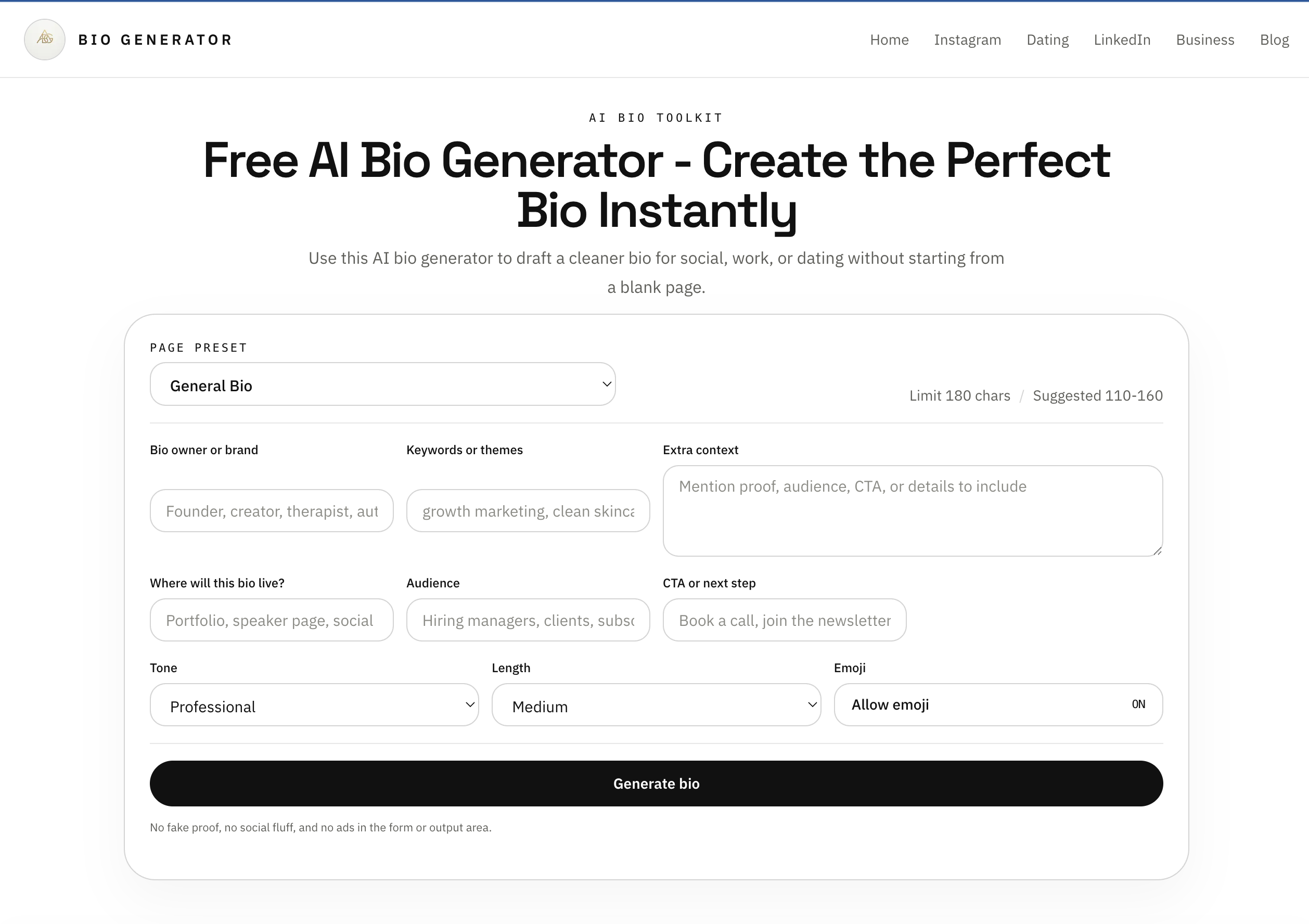 AI Bio Generator gallery image