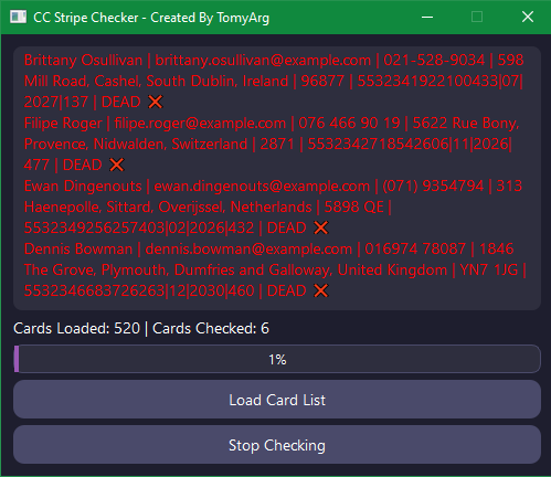 App Desktop CC checker 2025! - Applicazione per elaborare elenchi CC tramite API Stripe media 4