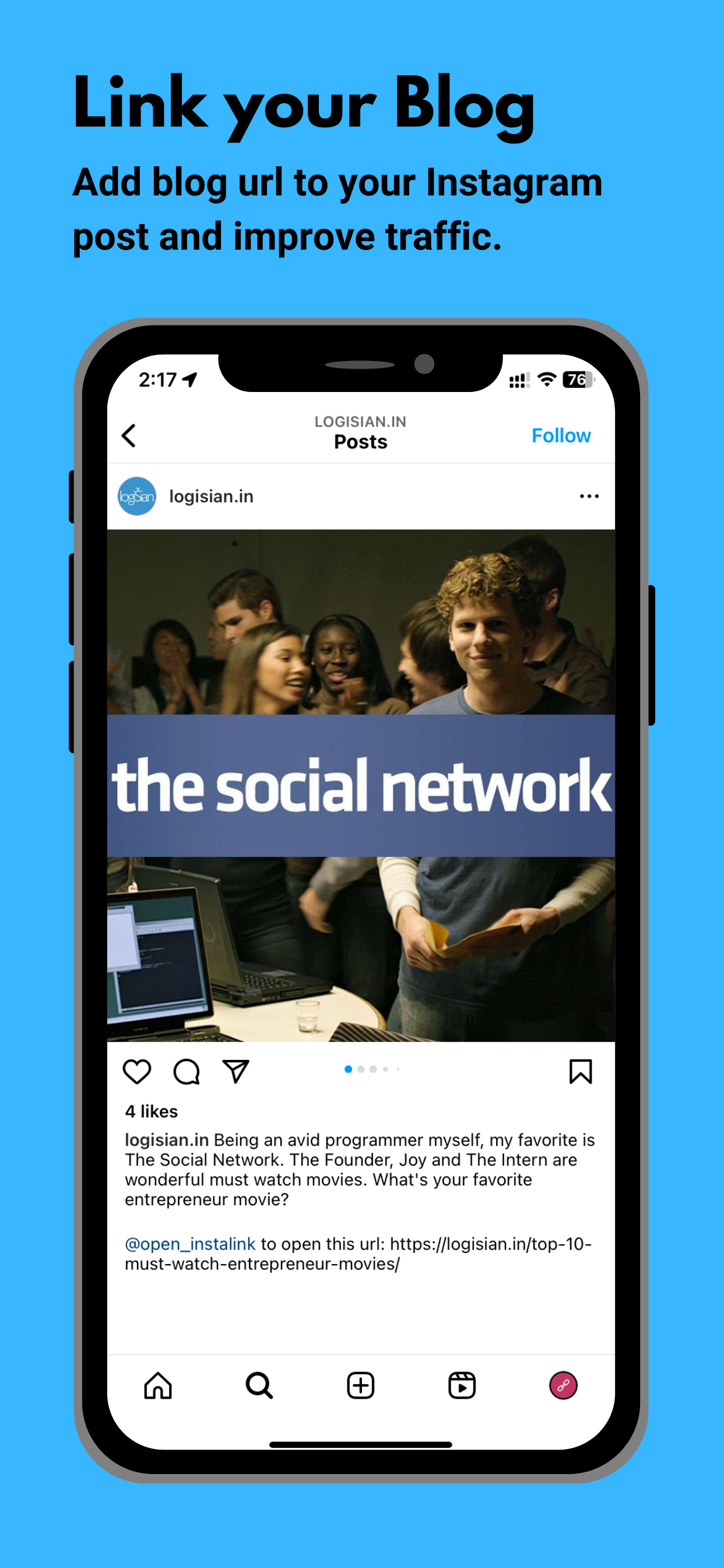 Instalink - Instagram yayınlarında URL'leri açın media 4
