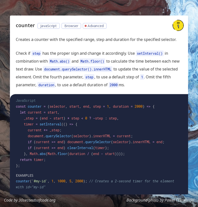 30 seconds of code gallery image