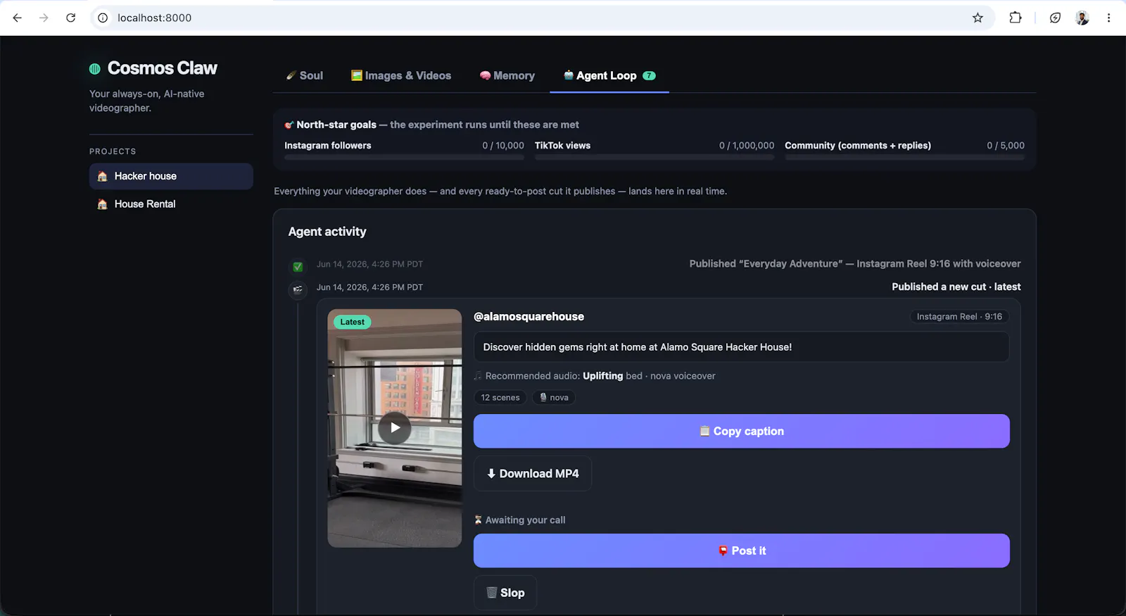 CosmosClaw screenshot 1