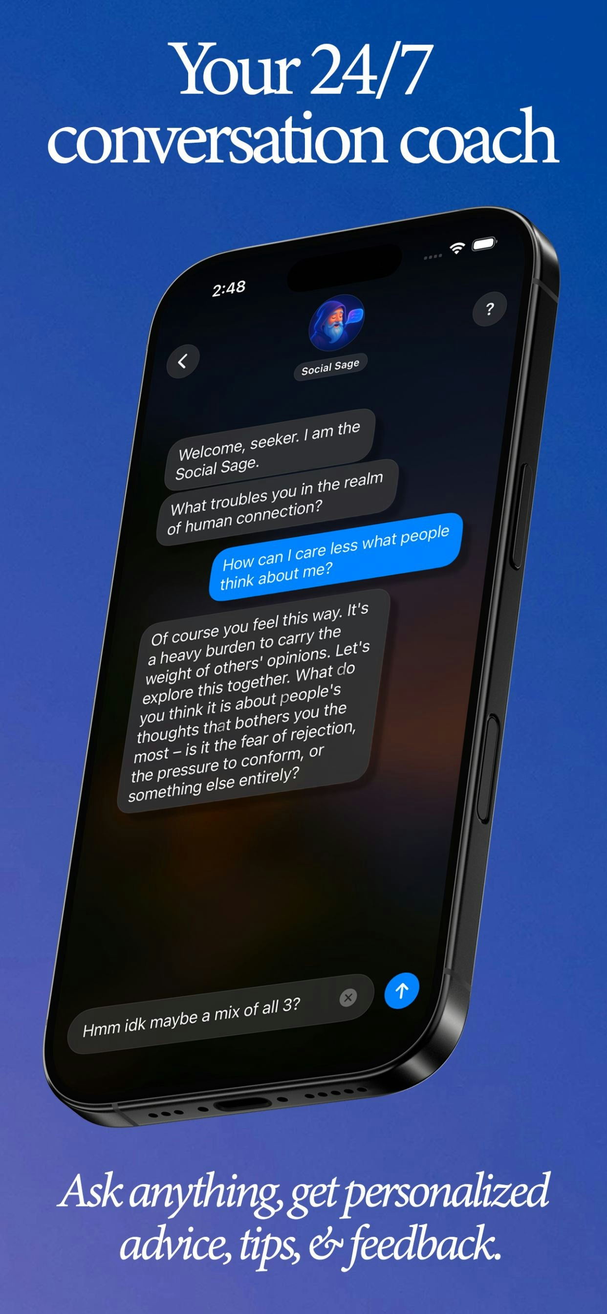 Social Sage App: Confidence Coach - Screenshot 5 showing product features and functionality