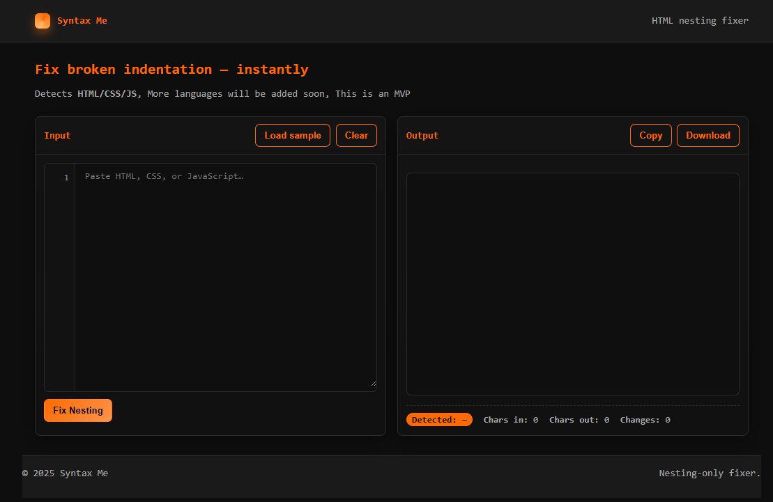 Syntaxis me - Code Nesting Fixer - Bepaal onmiddellijk uw codes inspringing, zonder AI media 1