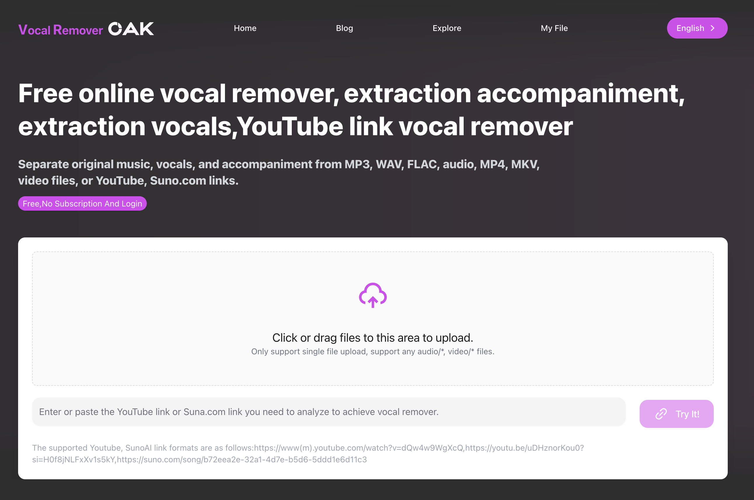 Vocale remover online media 1