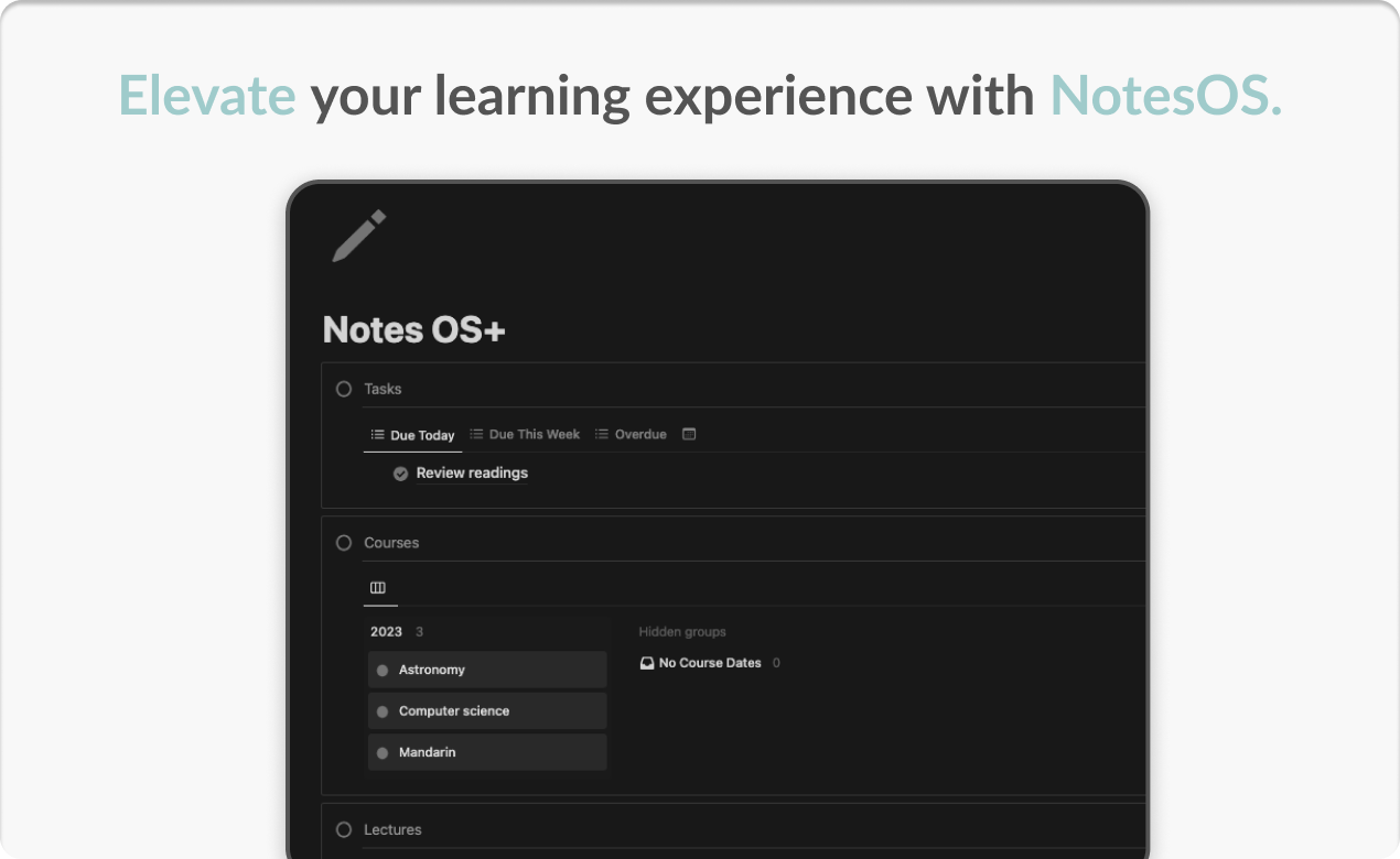 startuptile Notes OS-Effortlessly organise your courses assessments and tasks