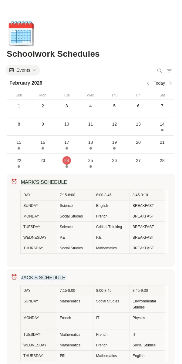 Schoolwork Schedules  gallery image