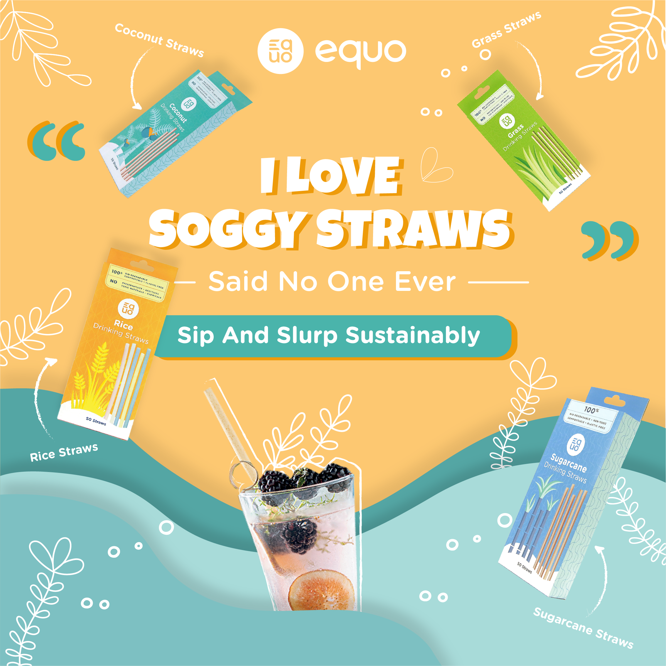 EQUO Rice, Coconut & Sugarcane Straws
