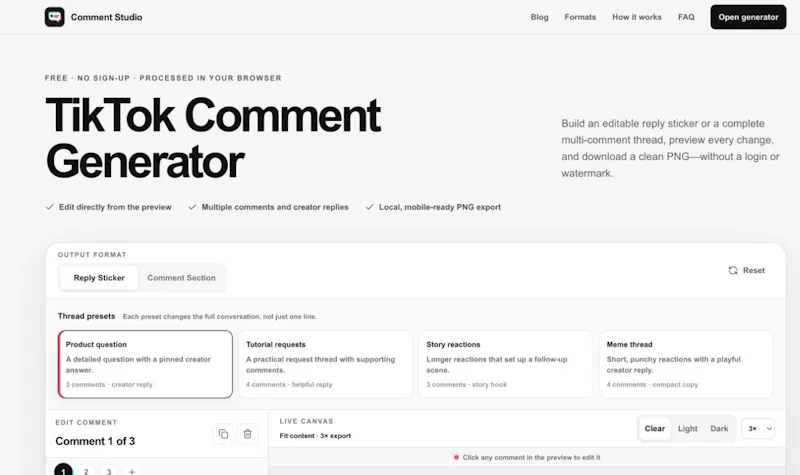 tiktok comment generator.com screenshot 2