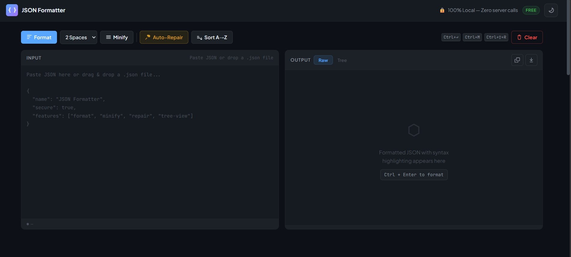 Secure JSON Repair - Main product screenshot demonstrating key features and user interface