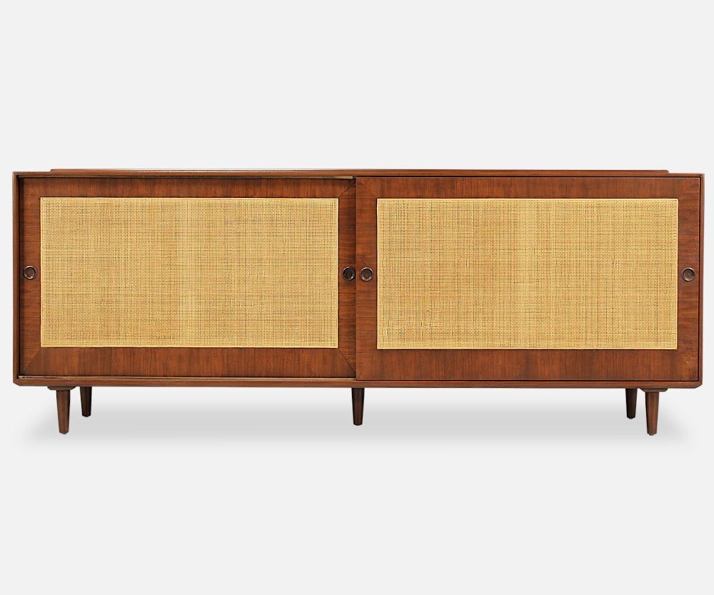 Finn Juhl Walnut & Cane Front Credenza for Baker