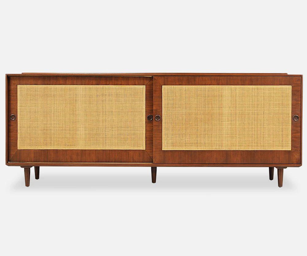 Finn Juhl Walnut & Cane Front Credenza for Baker