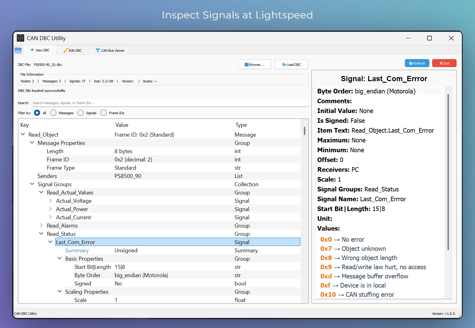 DBC Utility - Screenshot 4 showing product features and functionality