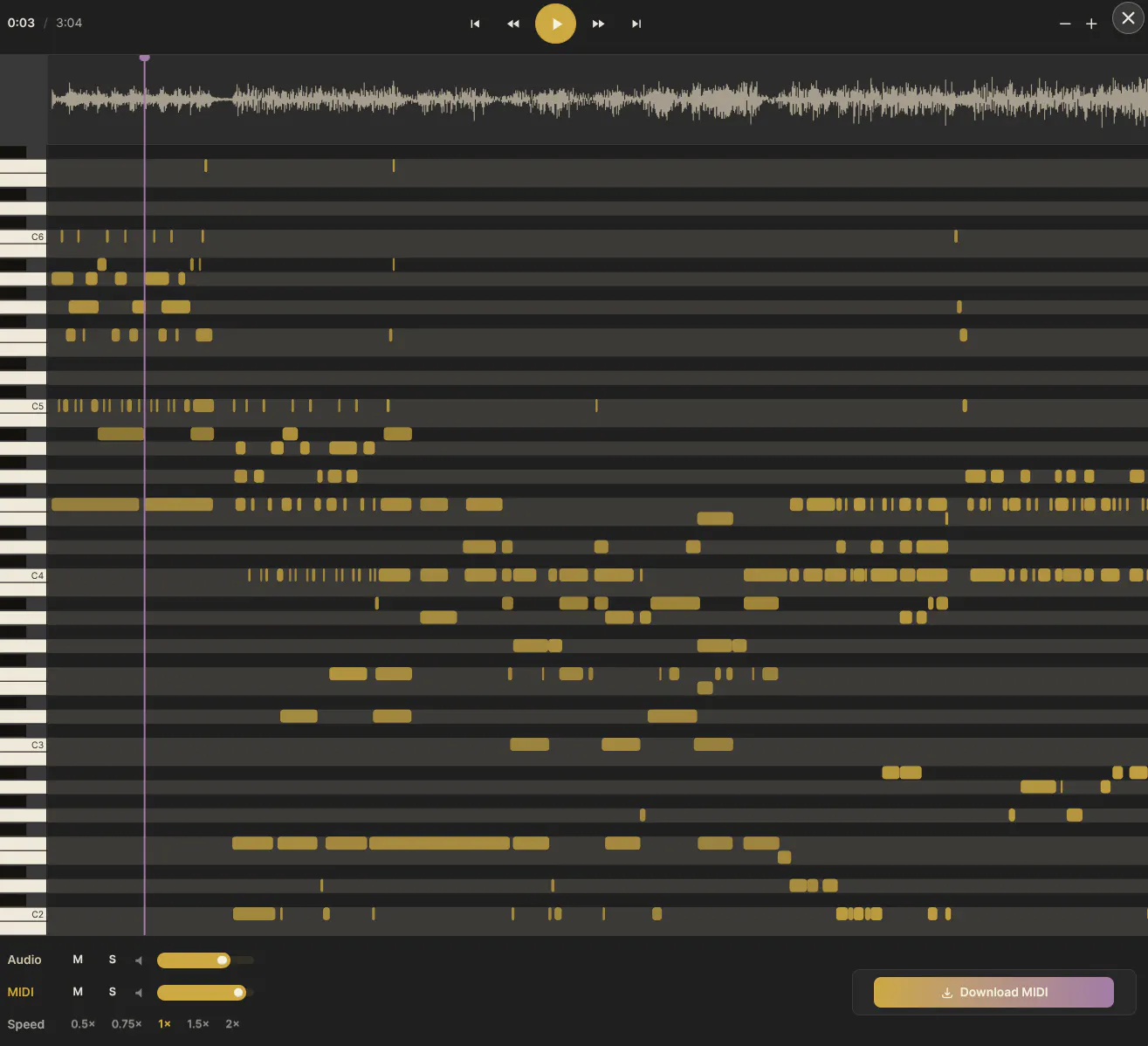 Guitar Audio to MIDI Converter 截图 3