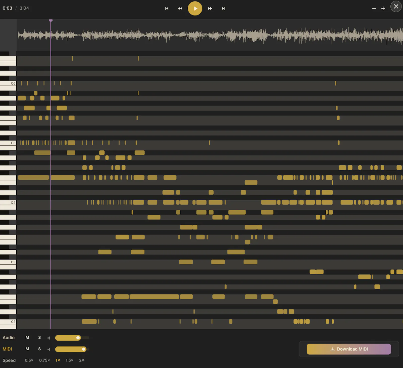 Guitar Audio to MIDI Converter screenshot 3