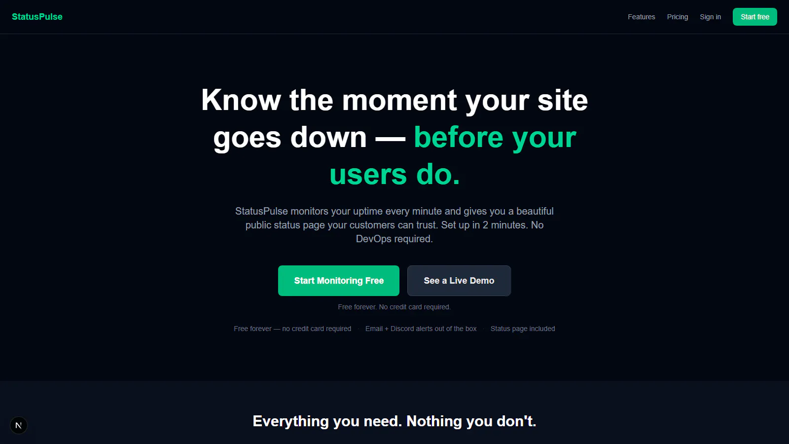 StatusPulse — Uptime Monitoring product banner