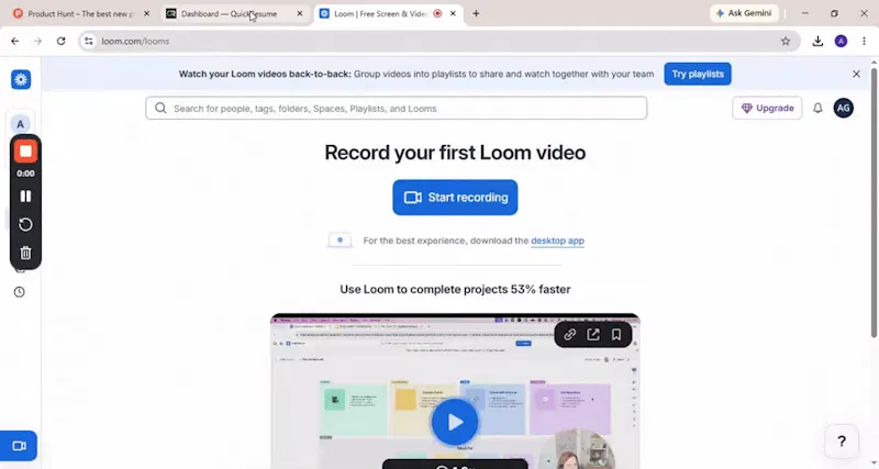QuickResume screenshot 1 (video preview)