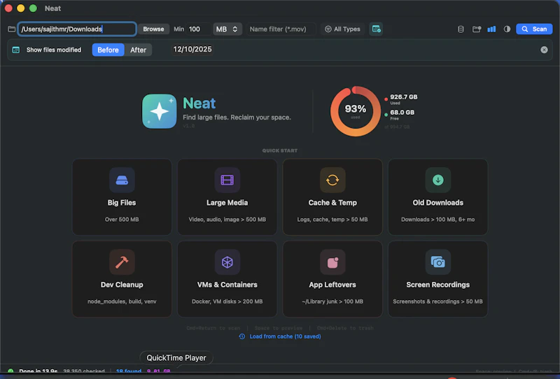  Neat — Find Large Files  (Mac) screenshot 1