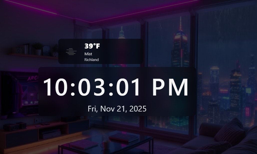 Clock, Weather, and Relaxing Background  - Main product screenshot demonstrating key features and user interface