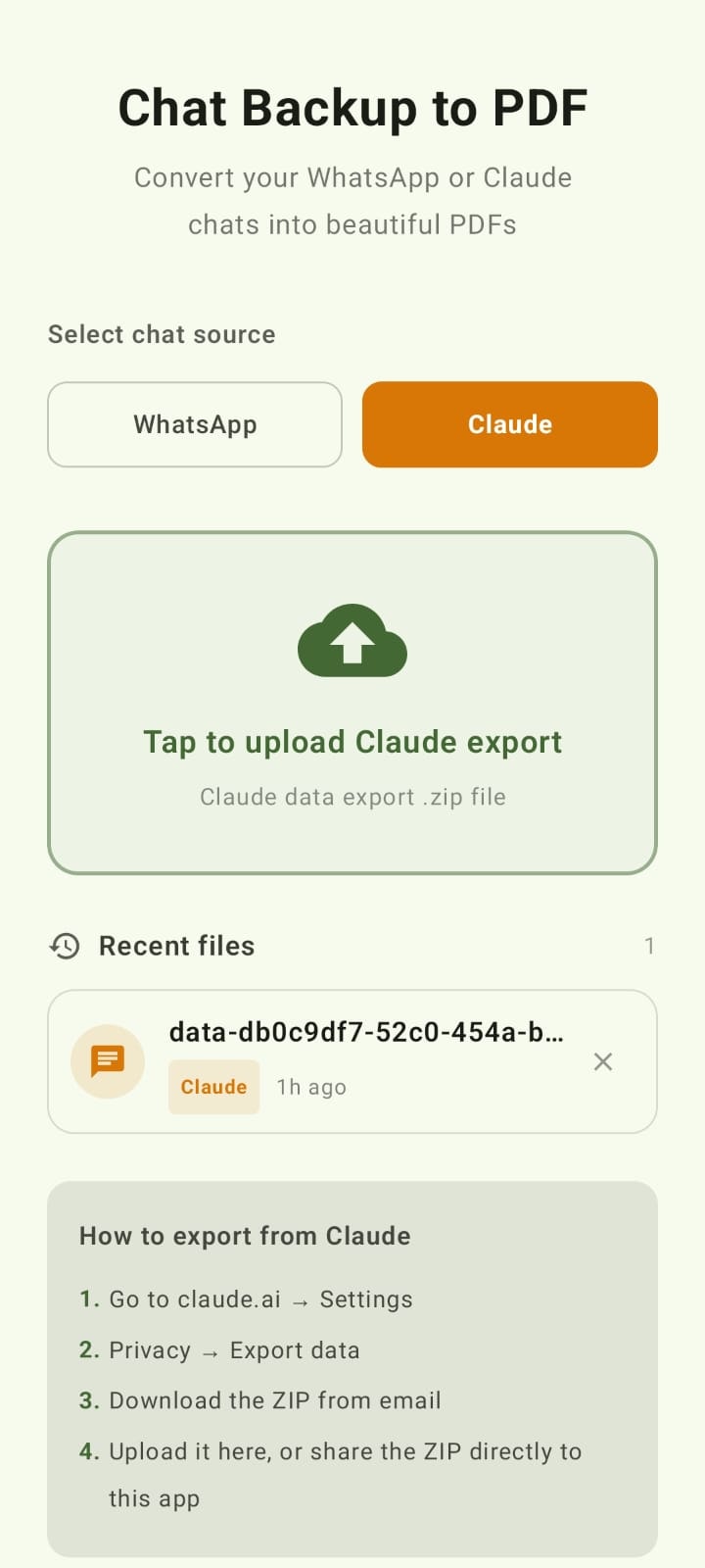Chatbackup to pdf gallery image