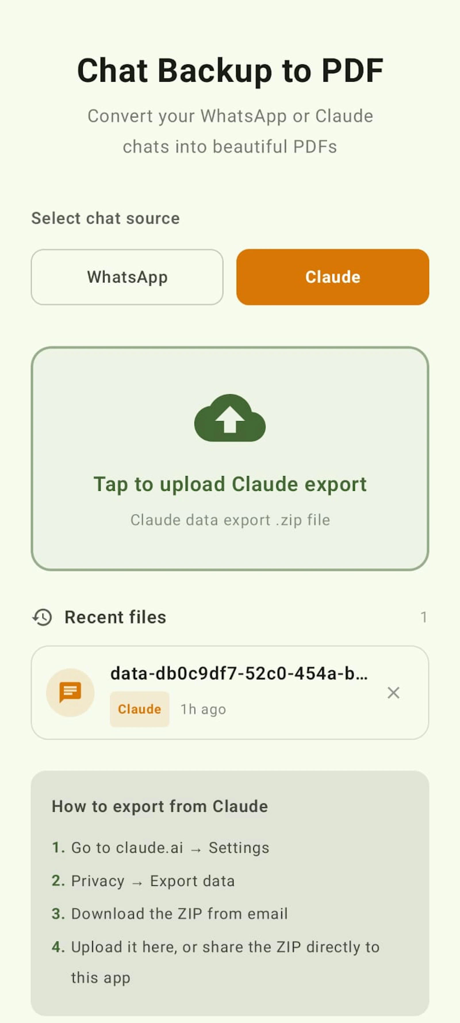 Chatbackup to pdf screenshot 2