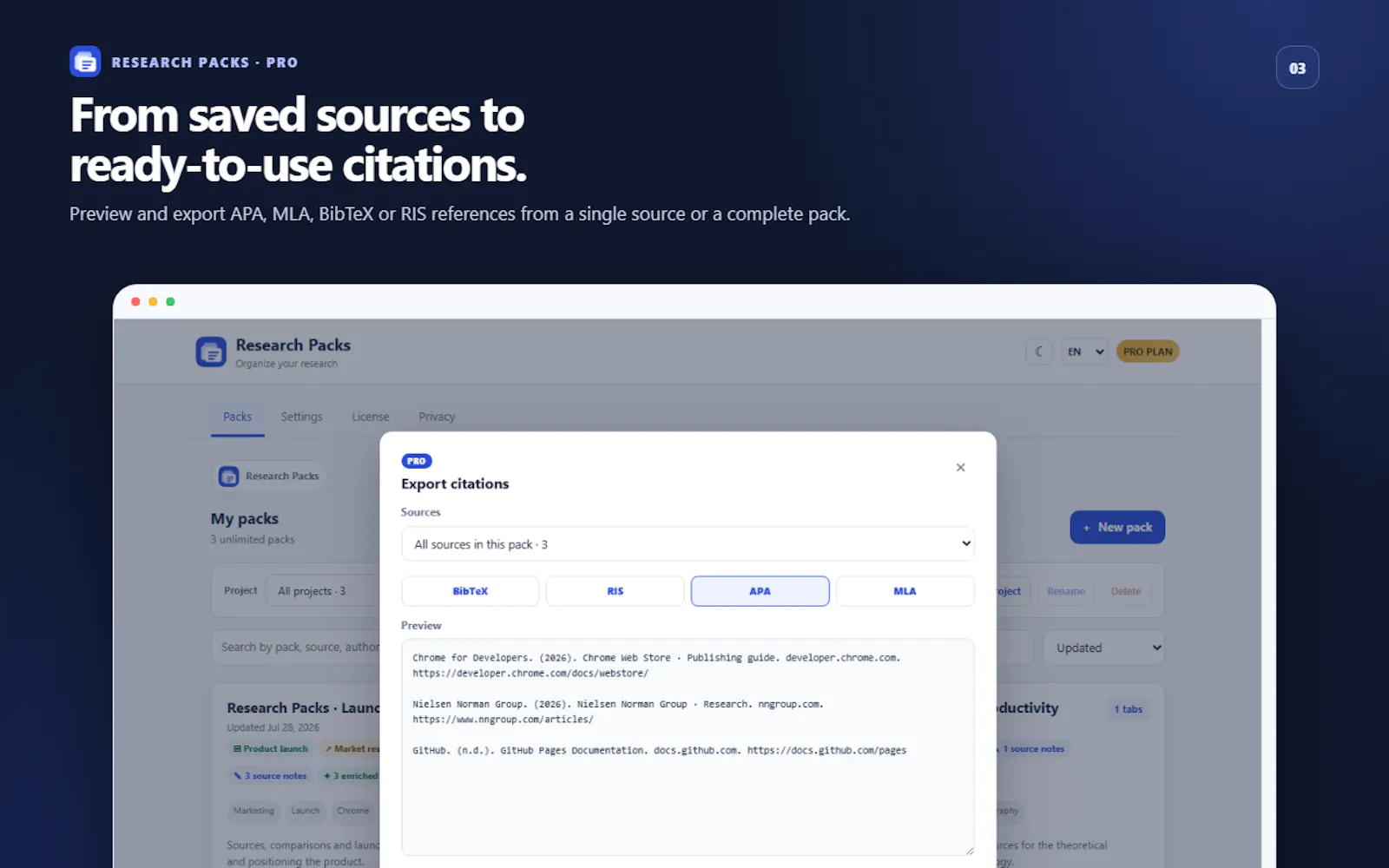first Chrome tools - Research Packs screenshot 4