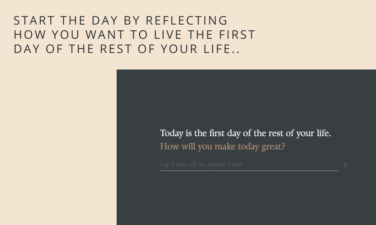 startuptile First Day Chrome Extension-A beautiful mortality reminder to live greatly day by day