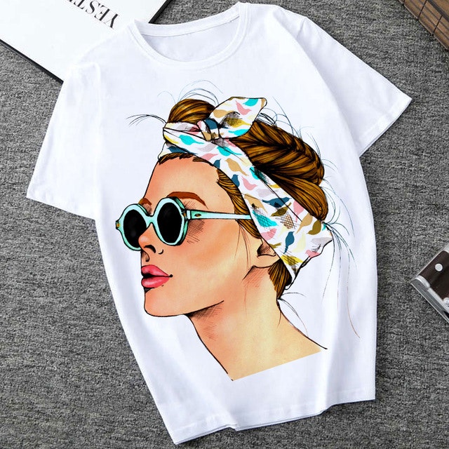 Women’s Attractive Lady Print Casual Tee