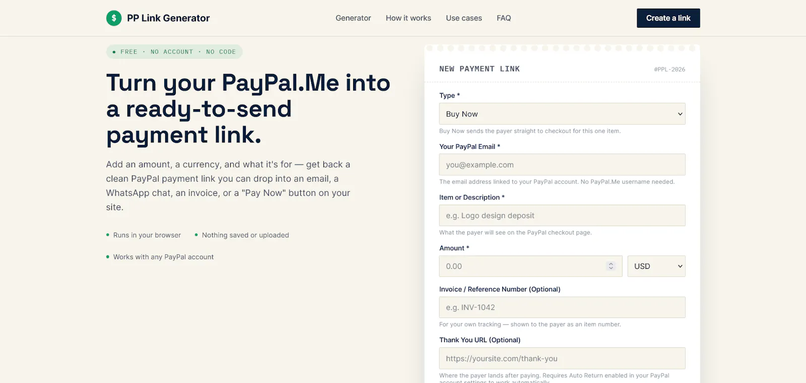 PayPal Link Generator screenshot 1