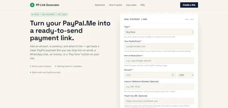 PayPal Link Generator screenshot 1