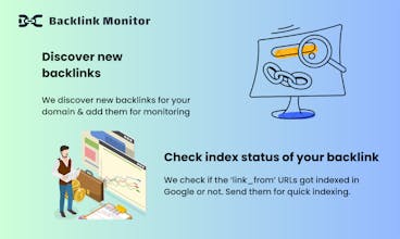 Uma representação visual do relatório de status de indexação do Backlink Monitor, fornecendo insights sobre o estado dos backlinks.