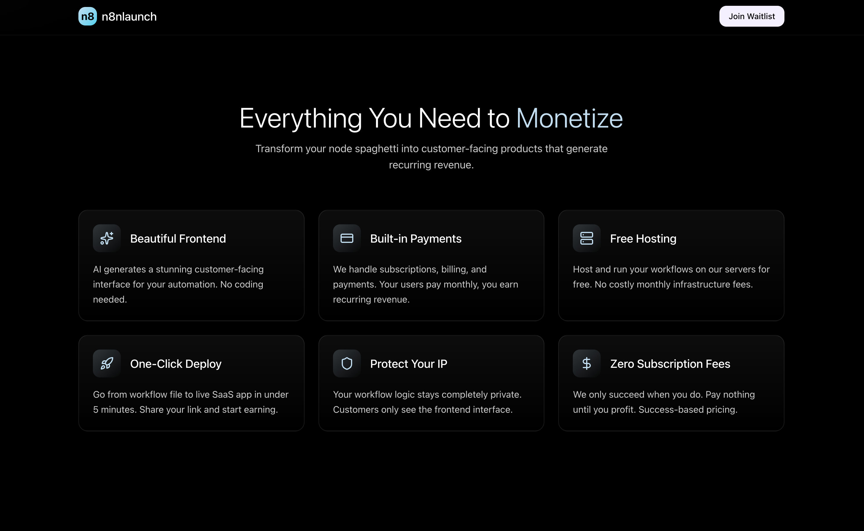 n8nlaunch - Screenshot 2 showing product features and functionality