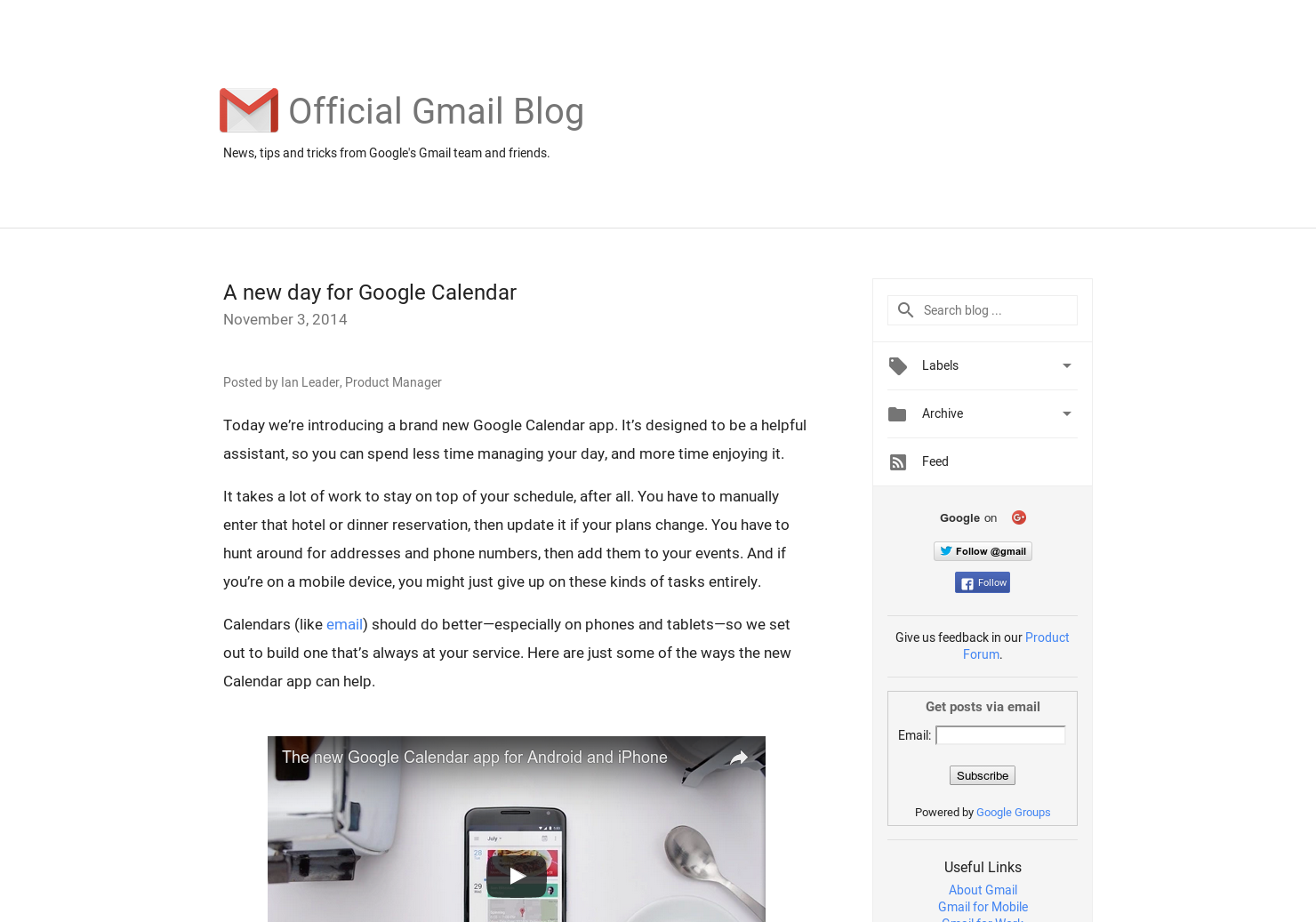 New Google Calendard