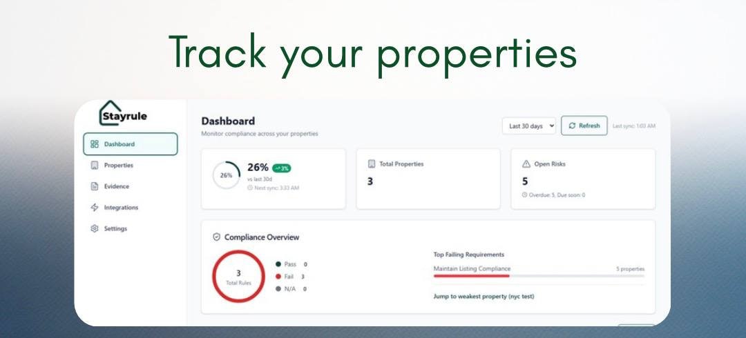StayRule - Airbnb ve STR ev sahipleri için uyumluluk takibi medya 1