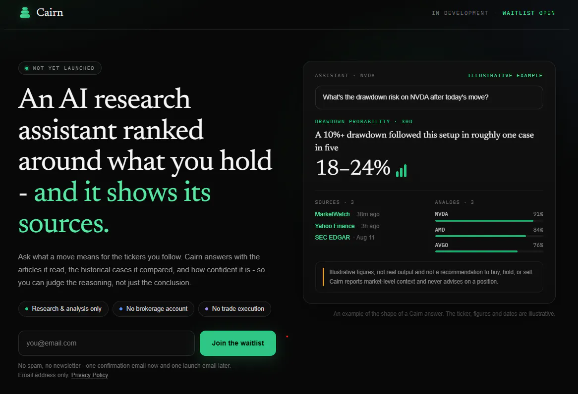 Join the waitlist · Cairn 截图 3