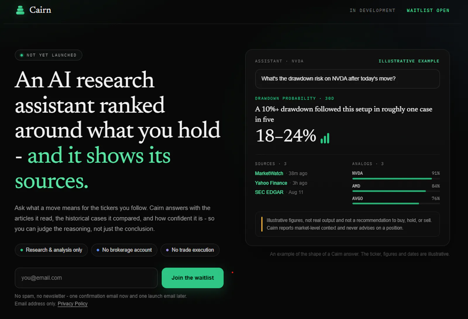 Join the waitlist · Cairn screenshot 3