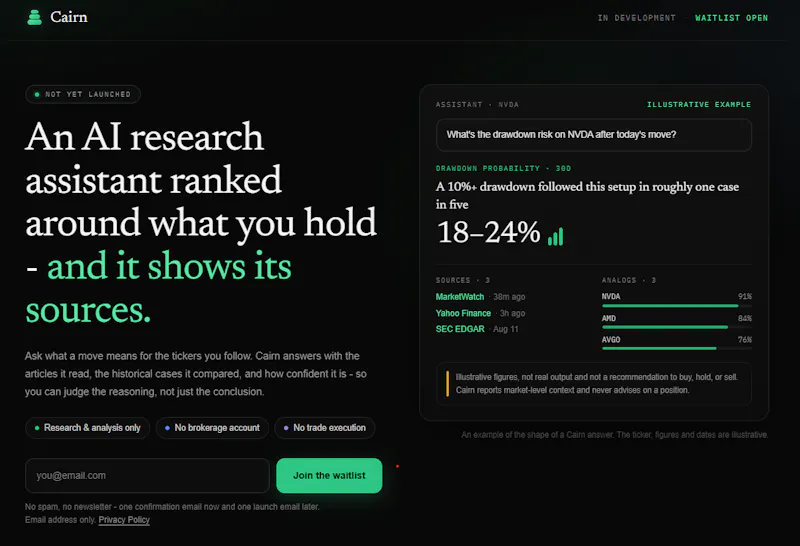 Join the waitlist · Cairn screenshot 3