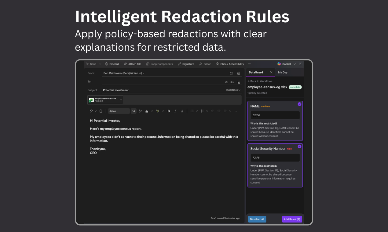 Sidian DataGuard - Screenshot 3 showing product features and functionality