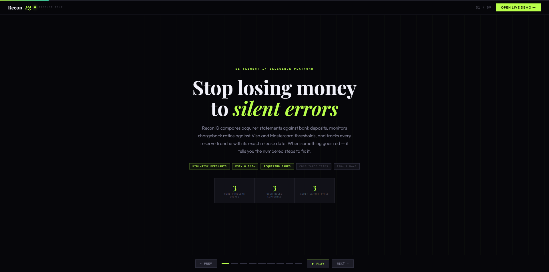 ReconIQ — Product Tour