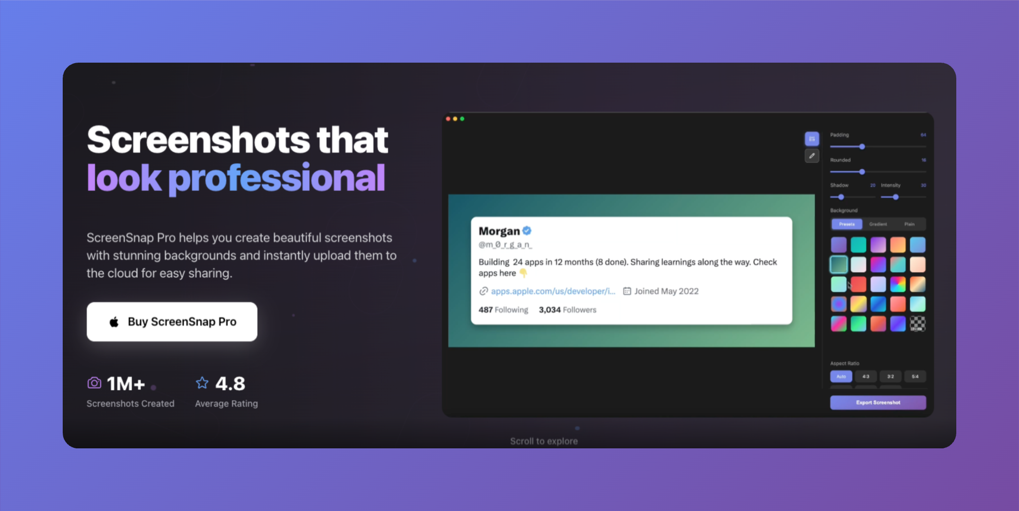 ScreenSnap Pro - Main screenshot showing features and interface