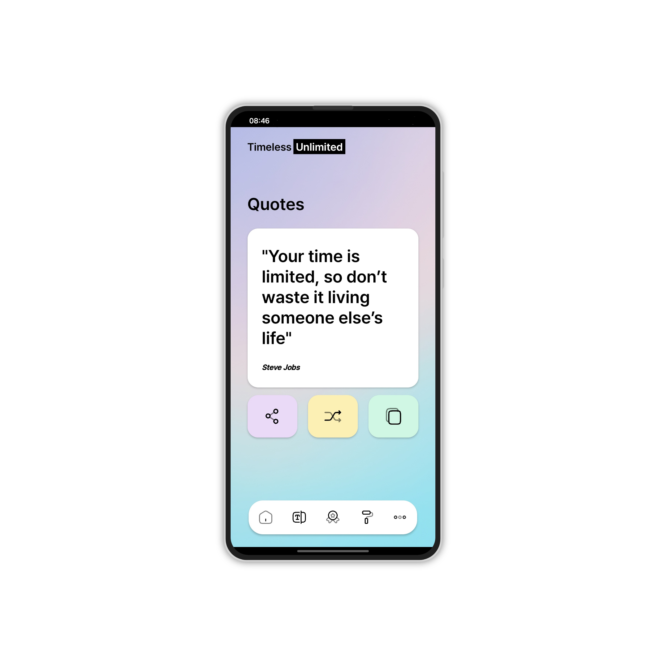 Timeless quote app - Screenshot 3 showing product features and functionality
