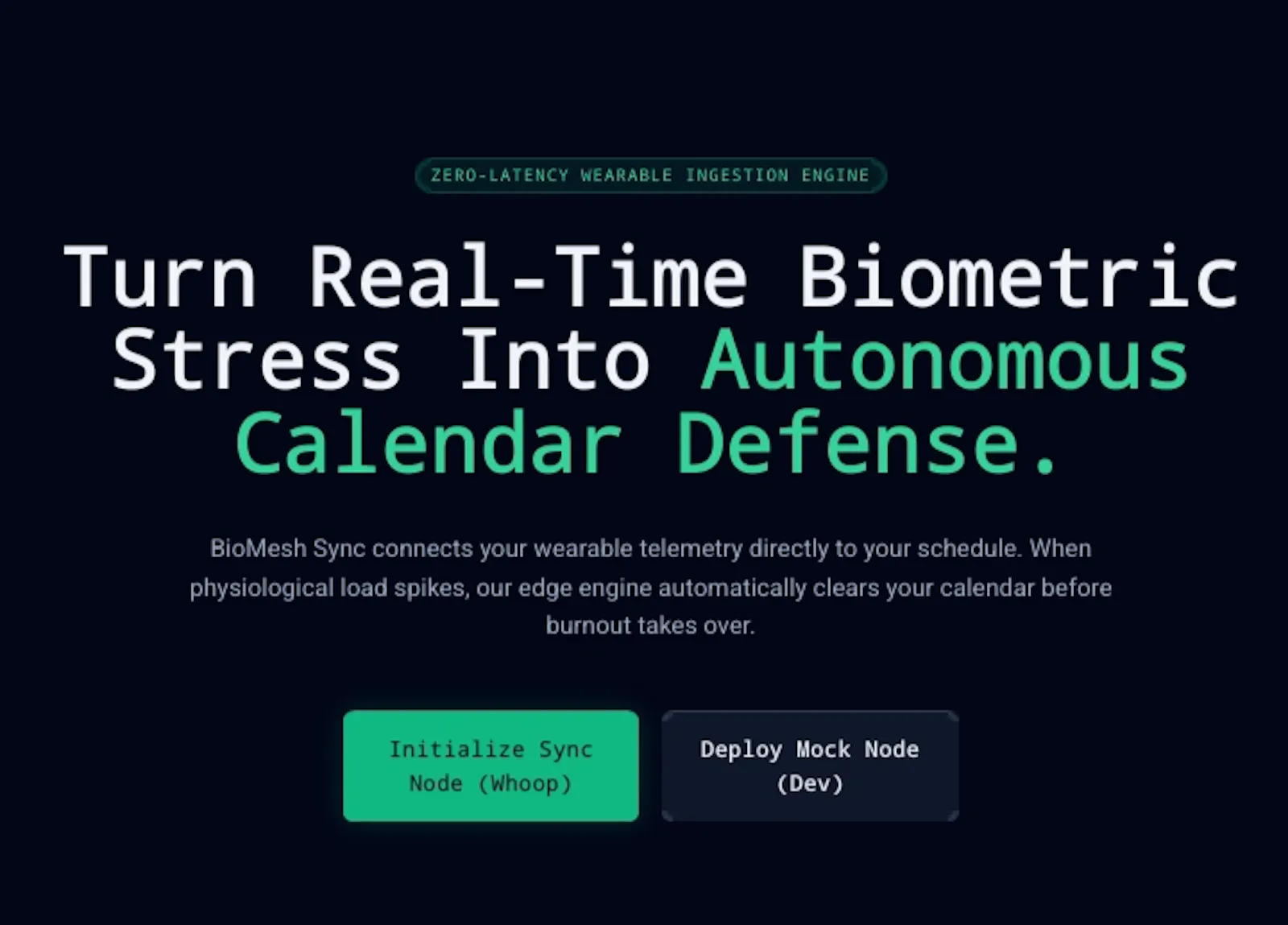 BioMesh Sync,Autonomous Calendar Defense screenshot 1