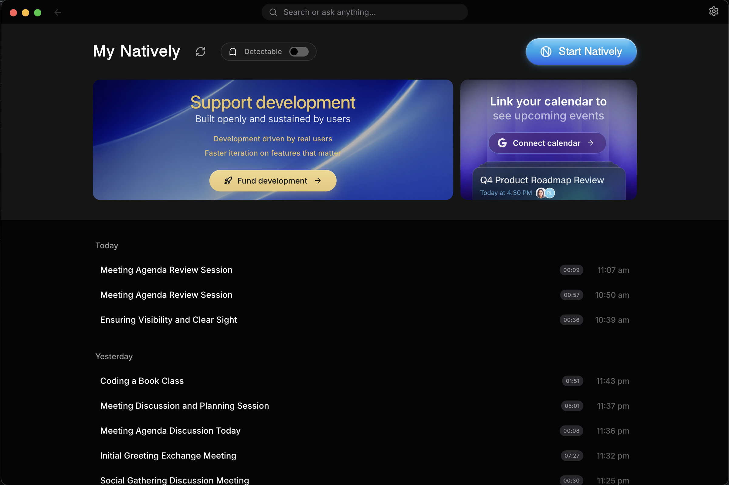 Natively AI  - Main product screenshot demonstrating key features and user interface