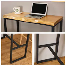 原木長方形木製鐵藝吧枱(松木)-100cm gallery image