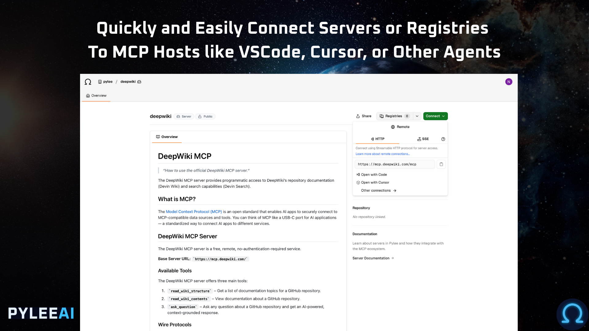 Pyleeai - GitHub per i registri del server MCP: configura, distribuire, condividere media 4